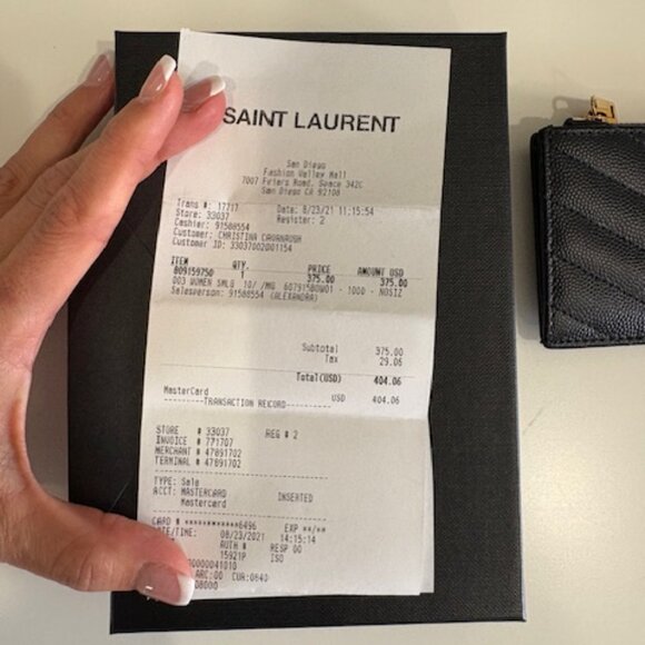 YSL Saint Laurent Wallet CASSANDRE MATELASSÉ FRAGMENTS CARD CASE POUDRE LEATHER - Picture 4 of 4
